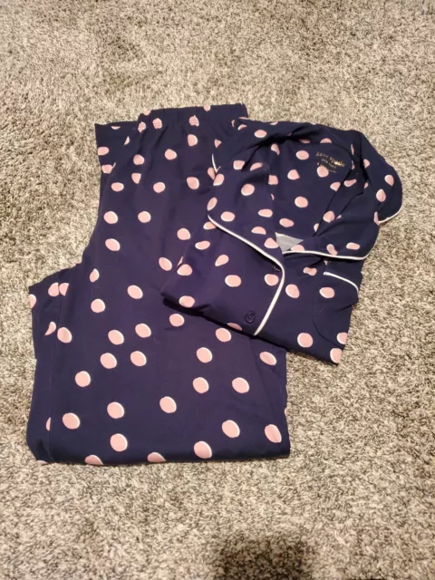 Kate Spade Polka Dot Jersey Knit Pajamas Blue Pink S