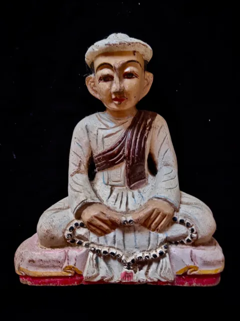 Antique Burmese Wood-Carved Meditation Mandalay 'NAT' Spirit, Myanmar Sculpture