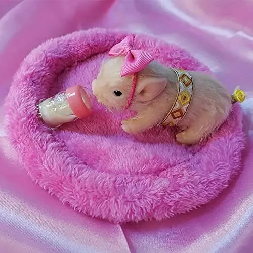 Idoreborn 5 Inches Mini Full Silicone Piglet Lifelike Animal Pig Doll Miniatu...