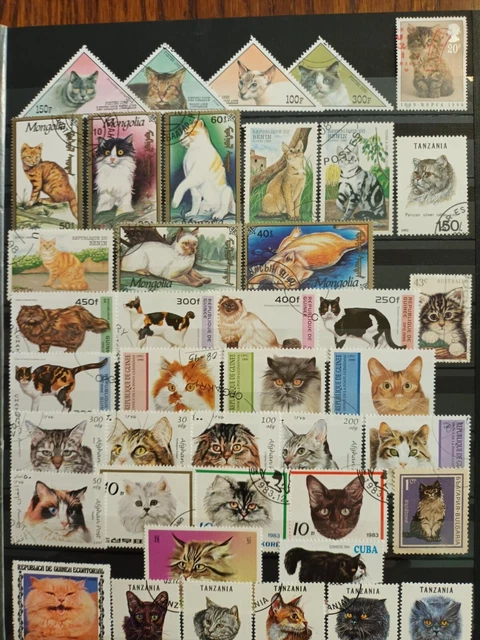 Lot de 41 Timbres Thématique "Chats" (THE 176)