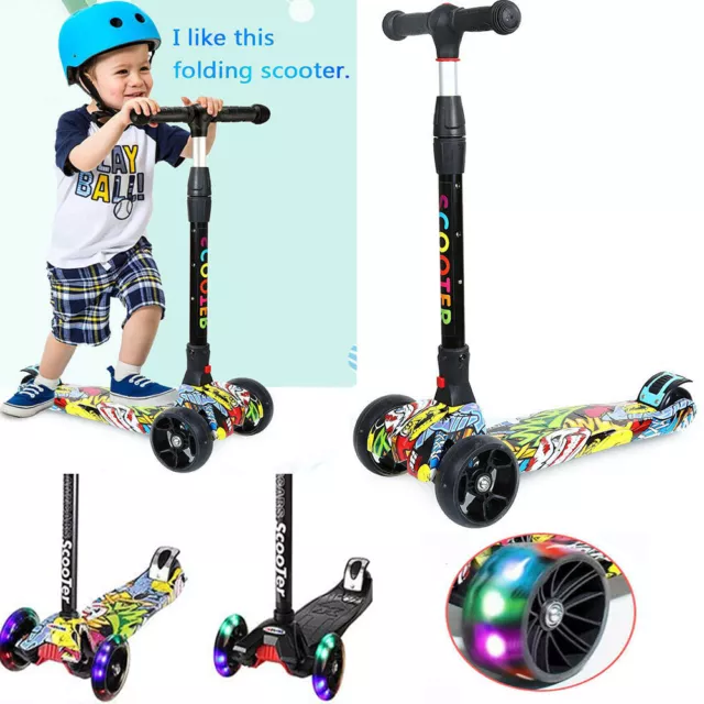 Scooter 3 Wheels Child Kids Kick Push LED Flashing Tilt Lean Boys Girls Scooter