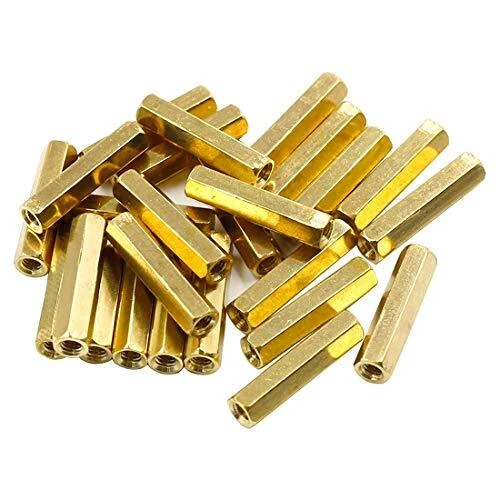 25 Pcs M3 X 20mm Female Hex Brass Spacer Standoff Hexagon Threaded Pillar Spacer