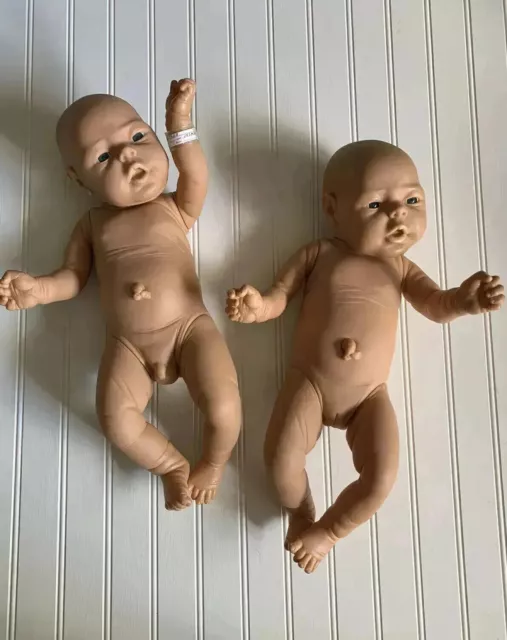 Vtg JESMAR 18" Newborn Baby Dolls Anatomically Correct Twins Boy & Girl Spain
