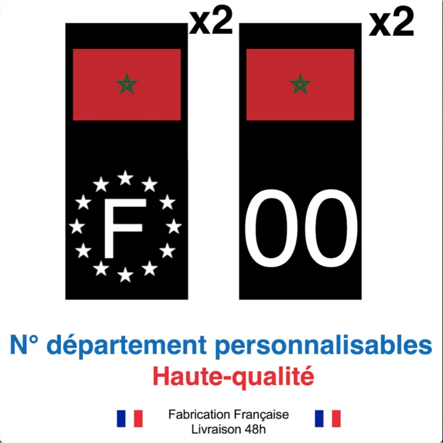 Autocollant Plaque Immatriculation « MA = Maroc » - 14,5x9,5 Cm, Haute Adhérence, Résistant Aux UV