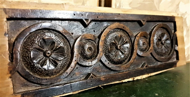 flower decorative carving pediment Antique french architectural salvage