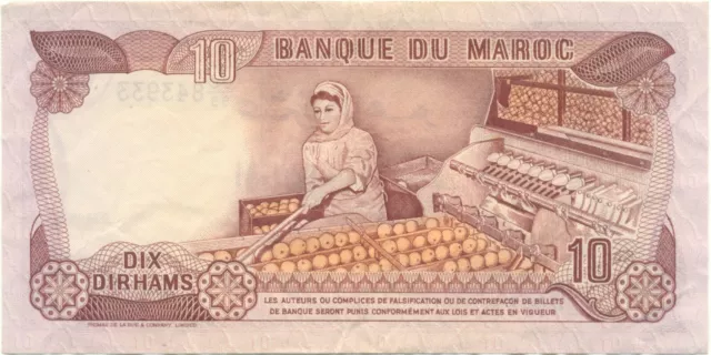 Billet Maroc - 10 Dirham - Hassan II - 1970/1390 - Banque du Maroc - voir scan 2