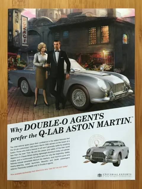 James Bond 007 Q-Lab Aston Martin DB5 Vintage Print Ad/Poster Official Game Art