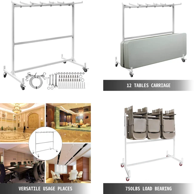 Carro De Silla Plegable Para Hoteles Soporta Hasta 42 Sillas Y 12 Mesas A La Vez