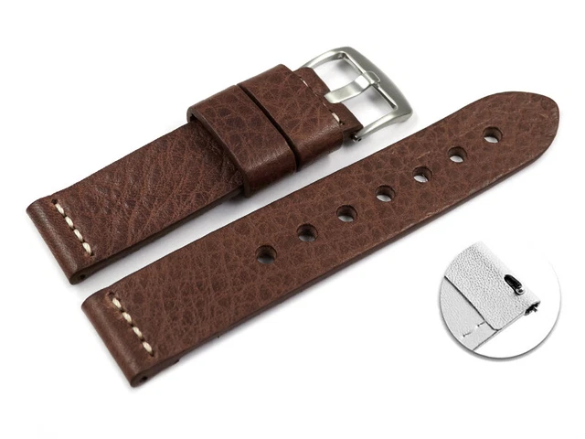Bracelet De Montre En Cuir De Veau Lisse Noir - Dégagement Rapide - Taille Extra Longue (XXL) - Neuf Avec étiquettes