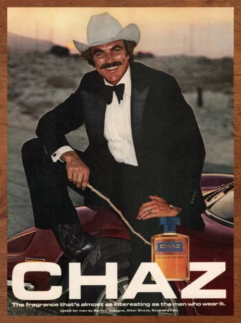 1980 CHAZ Cologne Vintage Print Ad/Poster Tom Selleck Man Cave Cowboy Bar Art