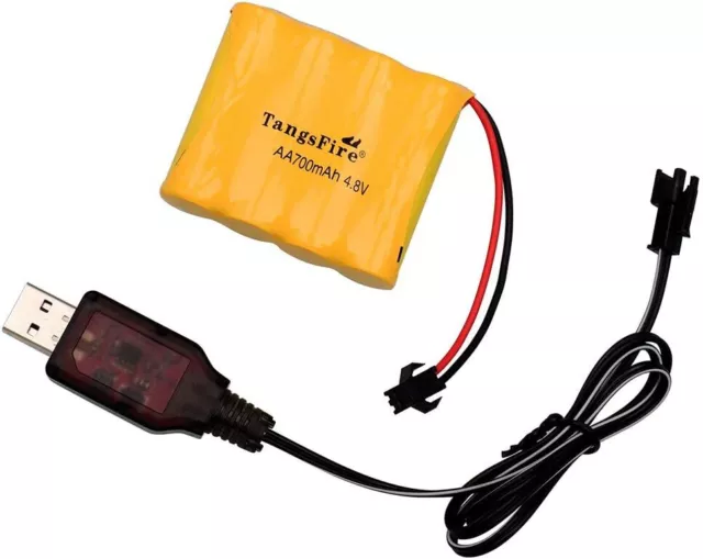 TangsFire 4.8V 700mAh AA Ni-Cd Packs SM 2P Plug for Toys Power Bank+Charger