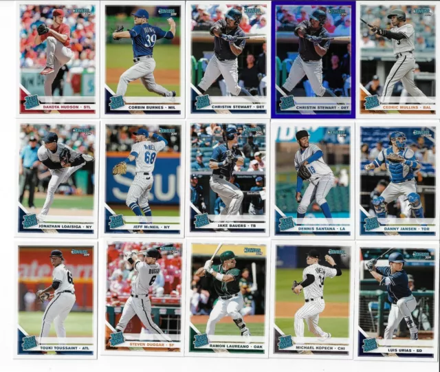 2019 Donruss Baseball Lot Of 15 Rated Rookie Cards Incl 1 Purple Holo Parallel