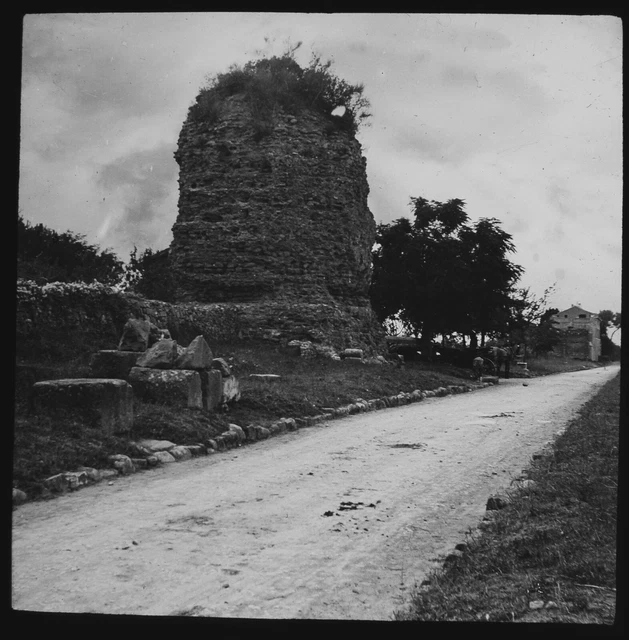 ANTIQUE Magic Lantern Slide TOMB ON THE APPIAN WAY C1910 PHOTO .. ROME ITALY