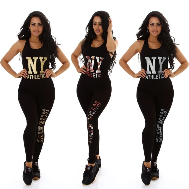 Set fitness donna scintillante - canotta e leggings slim fit taglia 36/S stretch