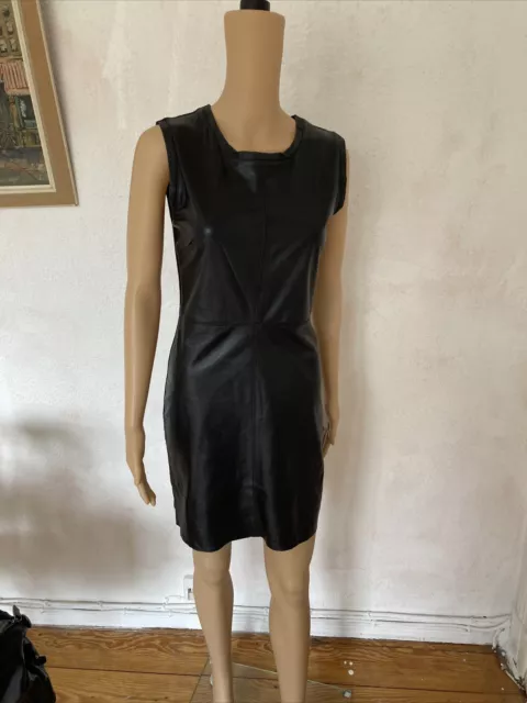 Fendi Lederkleid Größe made in italy Größe 34/36 schwarz Schafsleder Baumwolle