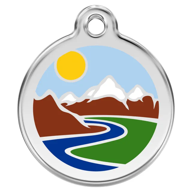 RedDingo Médaille pour Chiens Individuelle Gravure Montagnes Bleu Clair, Neuf