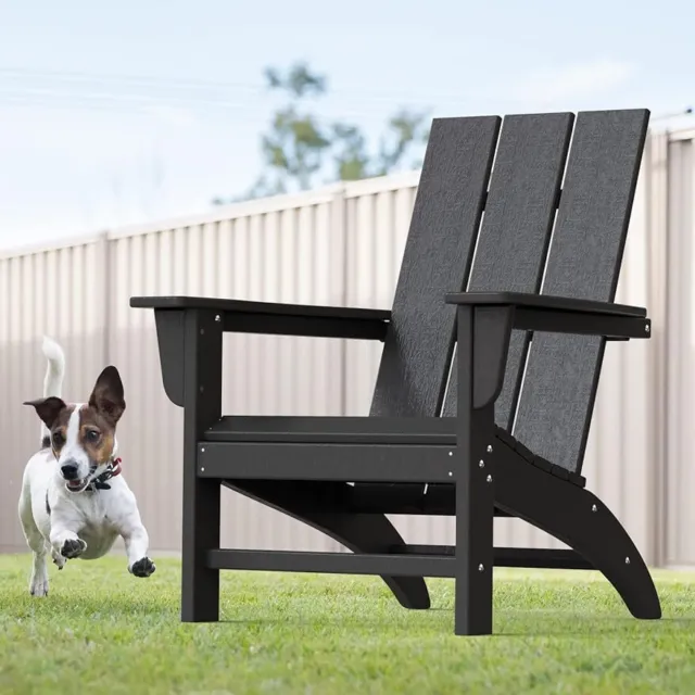 Modern Adirondack Chair Wood Texture, Poly Lumber Patio Chairs,Weather Resistant