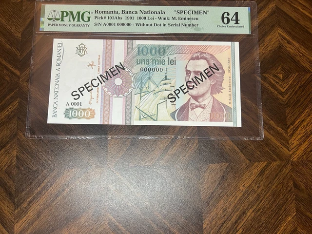Romania, Banca Nationala 1991 1000 Lei Specimen PMG 64 UNC