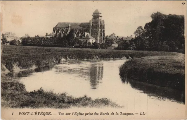 CPA PONT-l'EVEQUE View of the Church taken from the Bords de la Touques (1229569)
