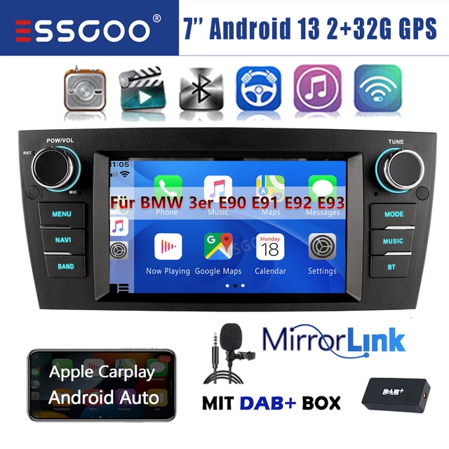 DAB+ CARPLAY ANDROID 13 Autoradio Für BMW 3er E90 E91 E92 E93 2+32G GPS ...
