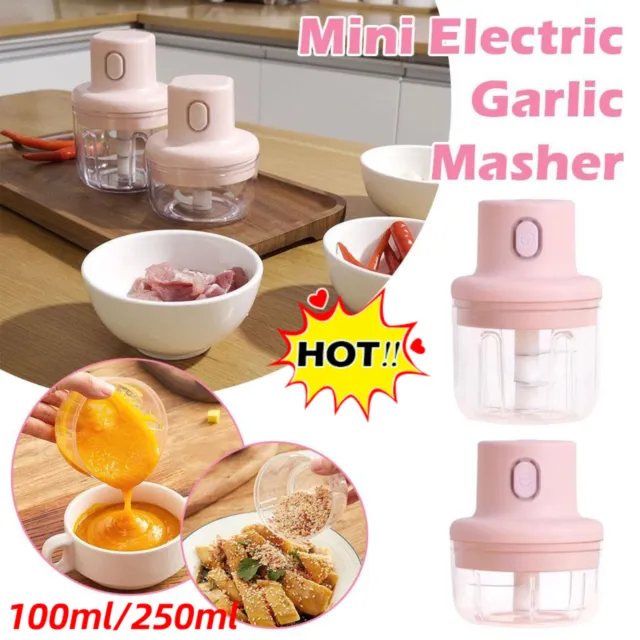 100/250ml Electric Mini Food Garlic Chopper Masher Wireless Vegetable NEW,