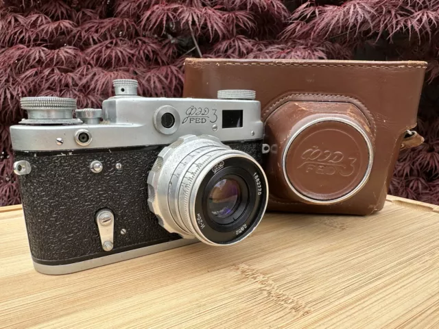 FED 3 Soviet Rangefinder Camera w/ Industar 26M 52mm f2.8 Vintage Lens M39 Mount
