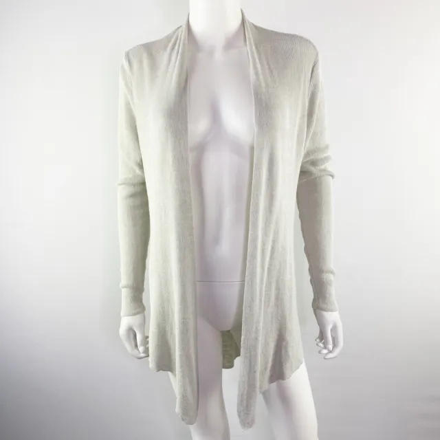 Eileen Fisher Light Gray Long Sleeve Open Front Cardigan Linen Blend Size S