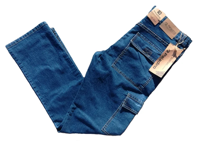 Nuovo Jeans Uomo Cargo Tg.48/60 Mezza Stagione Elasticizzato Tasconi Regular F.