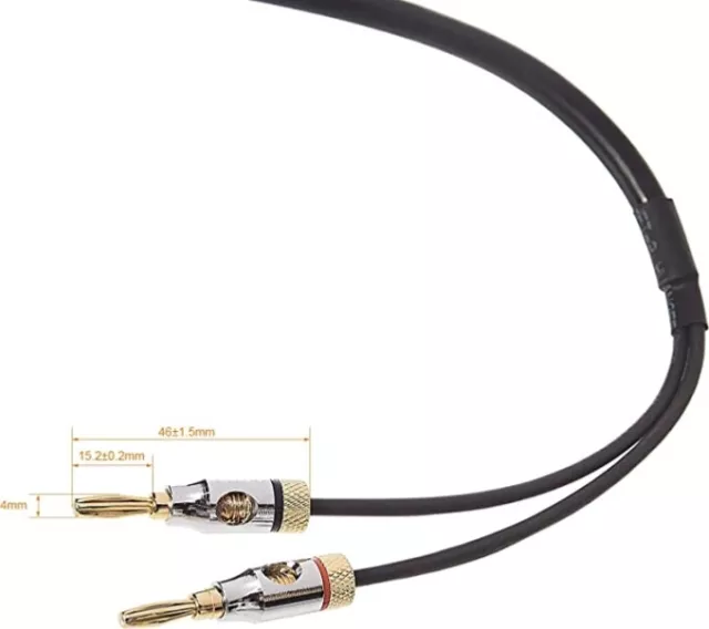 Amazon Basics 16AWG Speaker Cable with Gold-Plated Banana Tips (4mm) - CL2 6ft