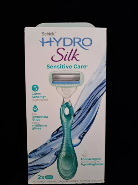 Schick Hydro Silk 5 Sensitive Care Razor 5 Blades 1 Handle & 2 Cartridges NEW