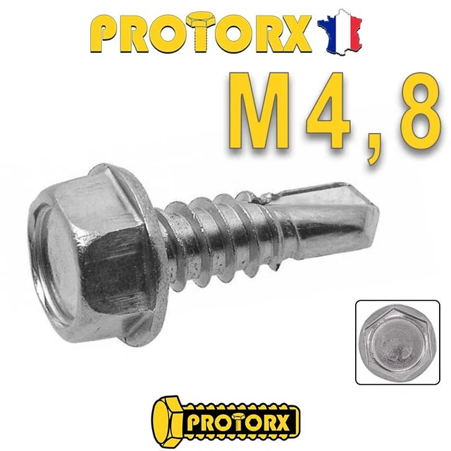 VIS AUTOPERCEUSE Tête Hexagonale À EMBASE M4,8 x (16 à 38mm) | 5 à 50pcs | INOX