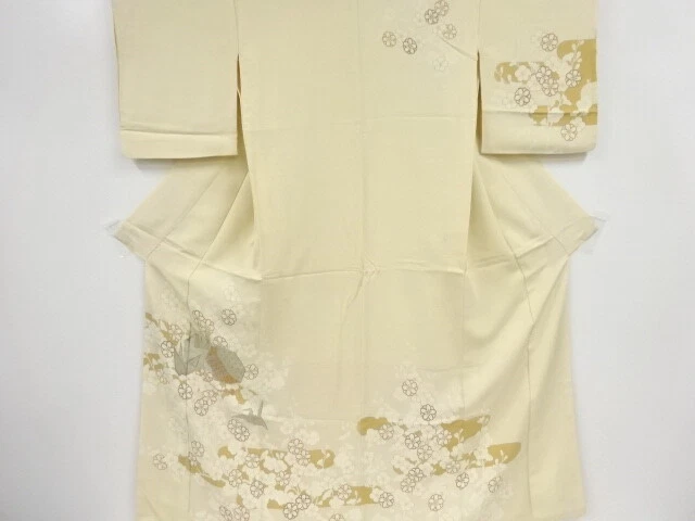 43607# Japanese Kimono / Antique Kimono / Embroidery / Origami Cranes & Ume
