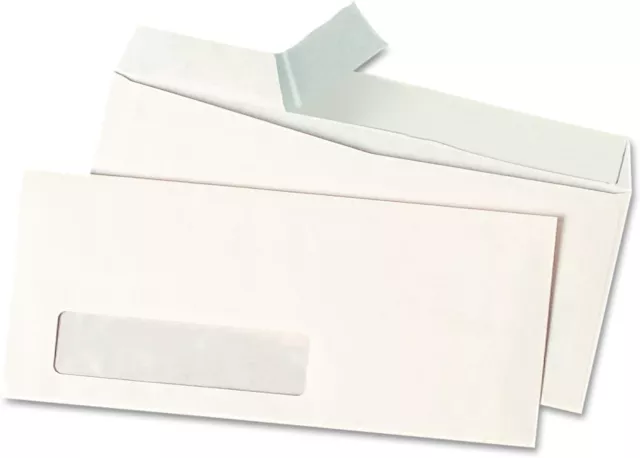 Peel Seal Strip Business Envelope, 10, 4 1/8 X 9 1/2, Window, White 500/Box