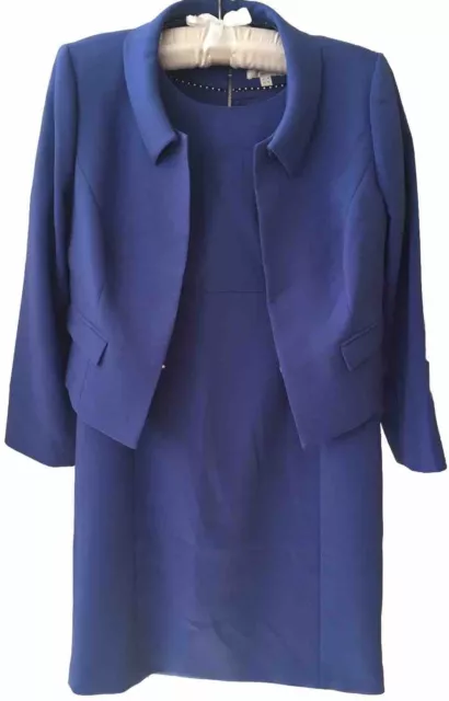 Jeff Banks Précis Cornflower Blue Dress & Jacket Suit UK 14