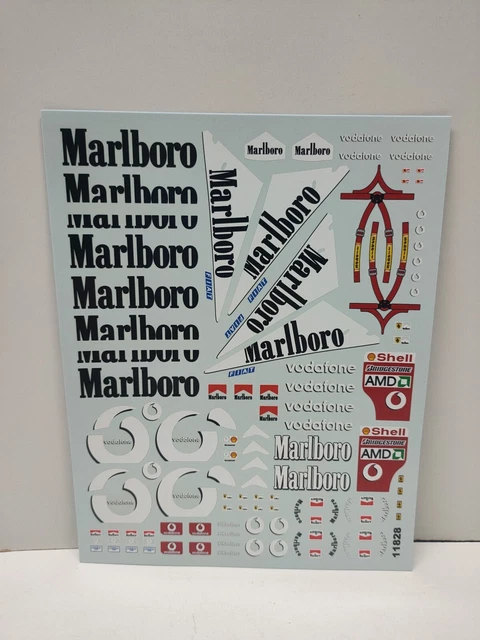Décalcomanies (decals) Marlboro Ferrari F1 - Bande 1 Pièce - Échelle 1:18 - Marque Virages - Neuf
