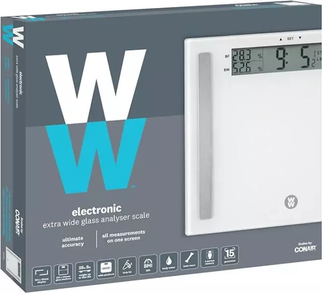 WW Extra Wide Bathroom Scale, Easy Read Display, Ultimate Accuracy Body Analyser 3