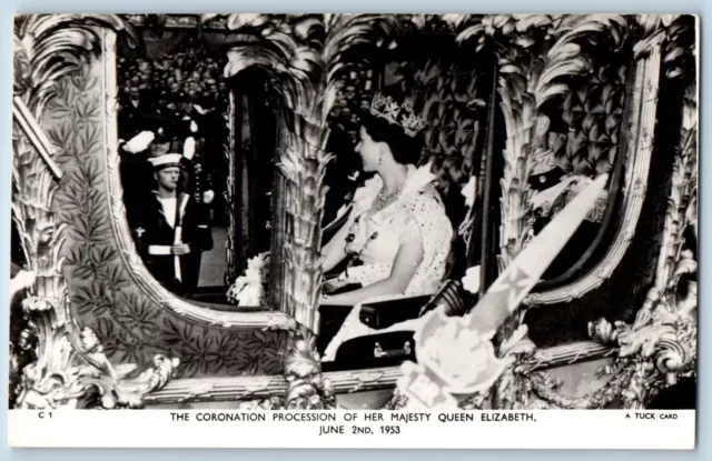 England Postcard Coronation Procession of Queen Elizabeth 1953 RPPC Photo Tuck