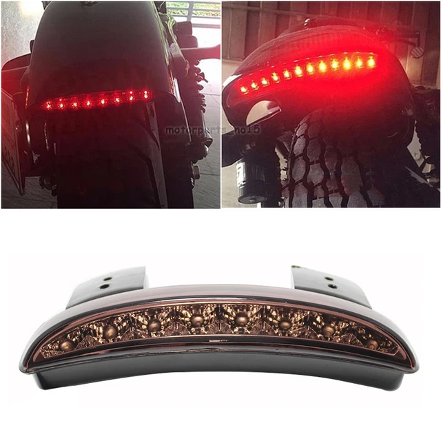 Smoke Rear Stop Tail Light LED Brake License Plate For Motorcycle Bobber Chopper
