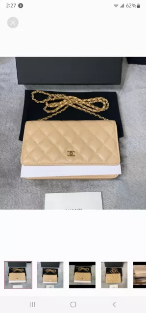CHANEL CAVIAR QUILTED Wallet On Chain WOC Classic Beige 2022 New