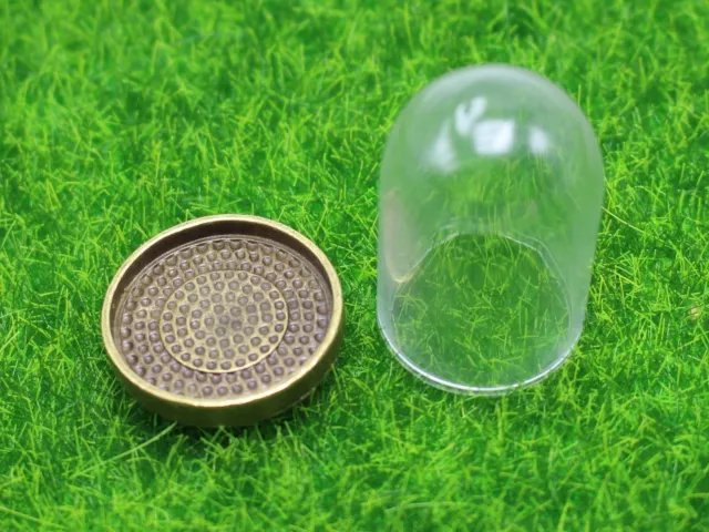 DIY Miniature Glass Display Dome with Bronze Metal Base Memory Locket 25X38mm 2