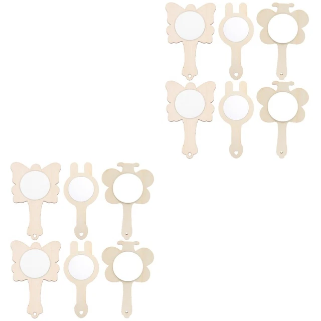 12 Stück DIY Holzspiegel Set - Einhorn Motive Für Bastelpartys