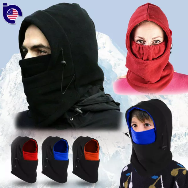 Men Women Kids Winter Fleece Balaclava Hat Beanie Snow Ski Neck Face Mask Hood