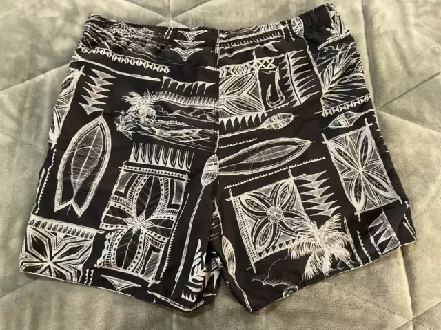 Quicksilver Black Gray Floral Drawstring Lining Pockets Swim Trucks XL 3