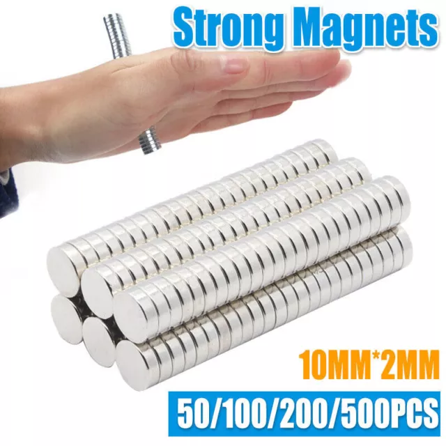 Up to 500pcs Rare Earth Strong Magnet Disc Round Cylinder Neodymium N50 10 x 2mm