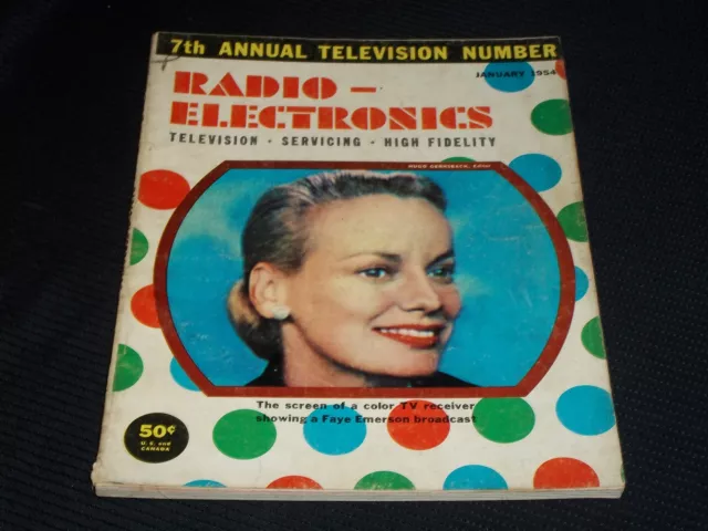 1954 January Radio Electronics Magazine - Faye Emerson Color Tv Cover - E 7143