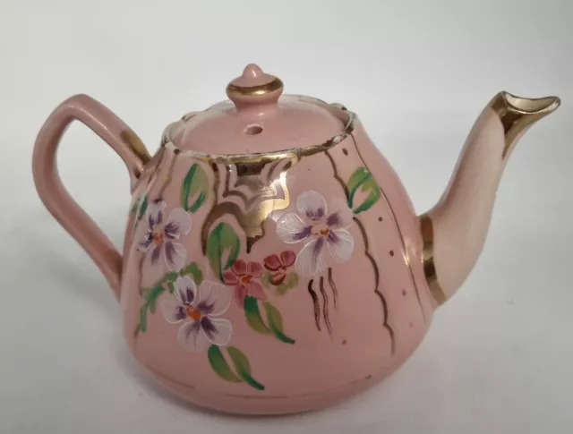 Pretty Vintage  Pink & Gold Ceramic Teapot Lingard English