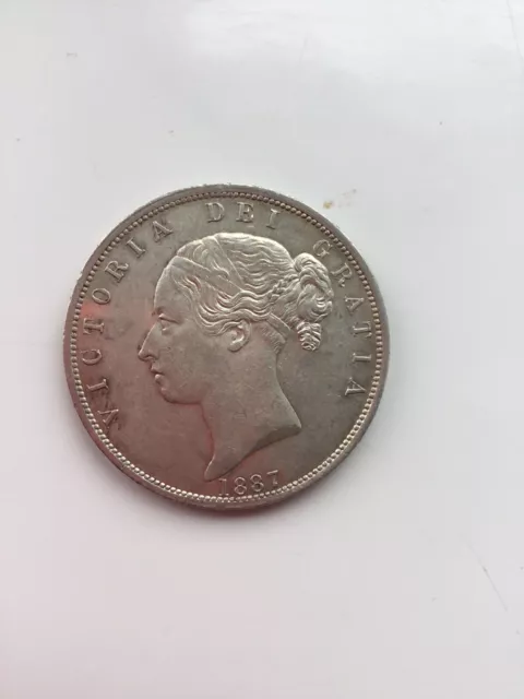 1887 Queen Victoria Young Head Silver Half Crown