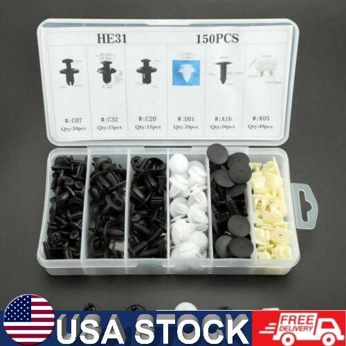 150PCS Car Push Pin Rivets Clip Door Pannel Bumper Repair Fastener Clips Kit USA