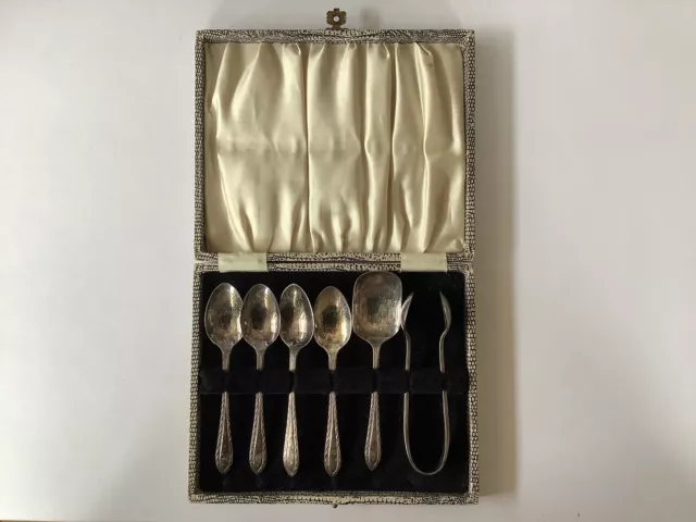 Set Of  Vintage Joseph Elliot EPNS Tea Spoon And Tongs