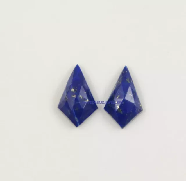 Lapis Lazuli 15X10 mm Kite Shape Rose Cut One Side Checker Cut Flat Bottom